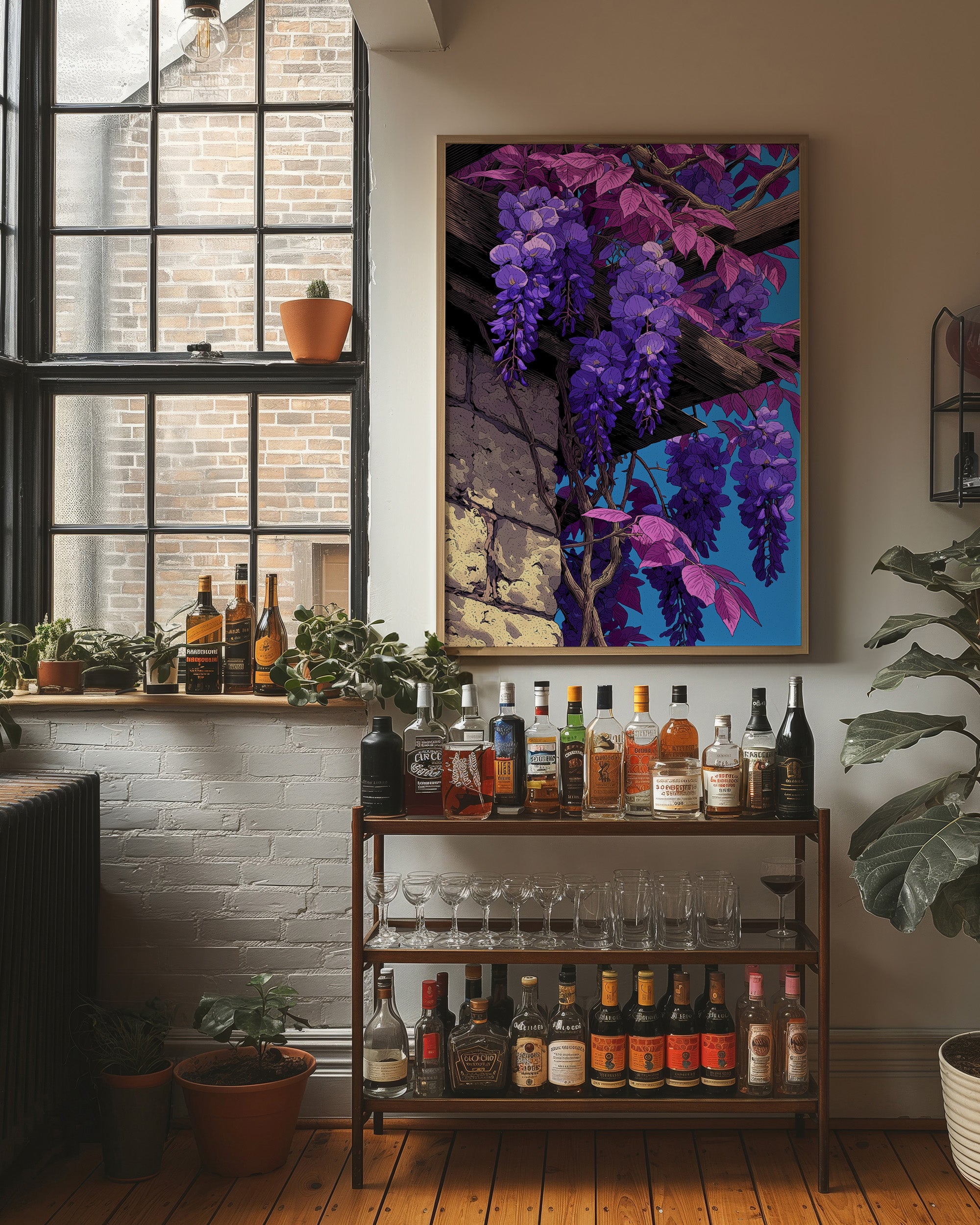 Wisteria Cascading Down the Beam