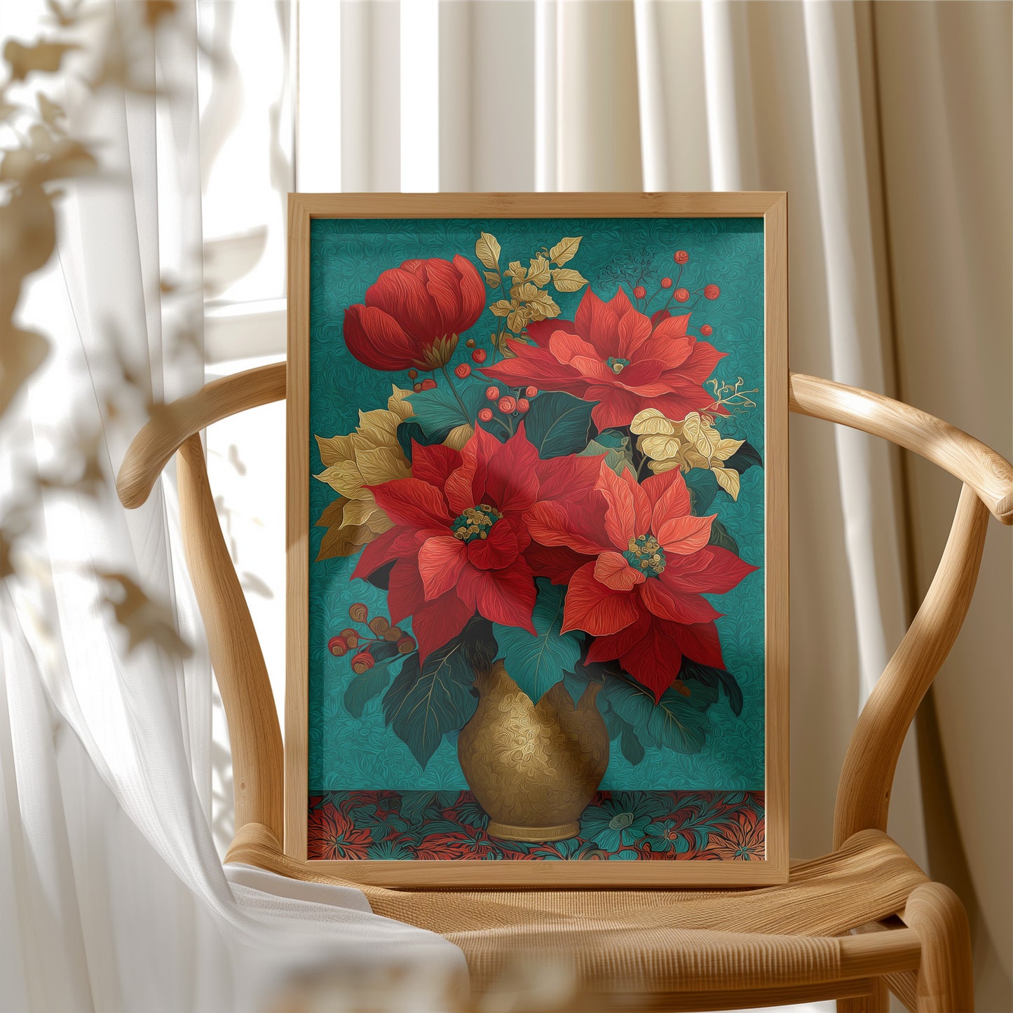 Poinsettias in Gold