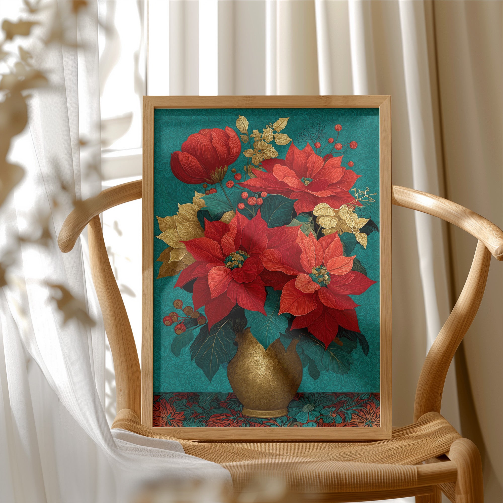 Poinsettias in Gold