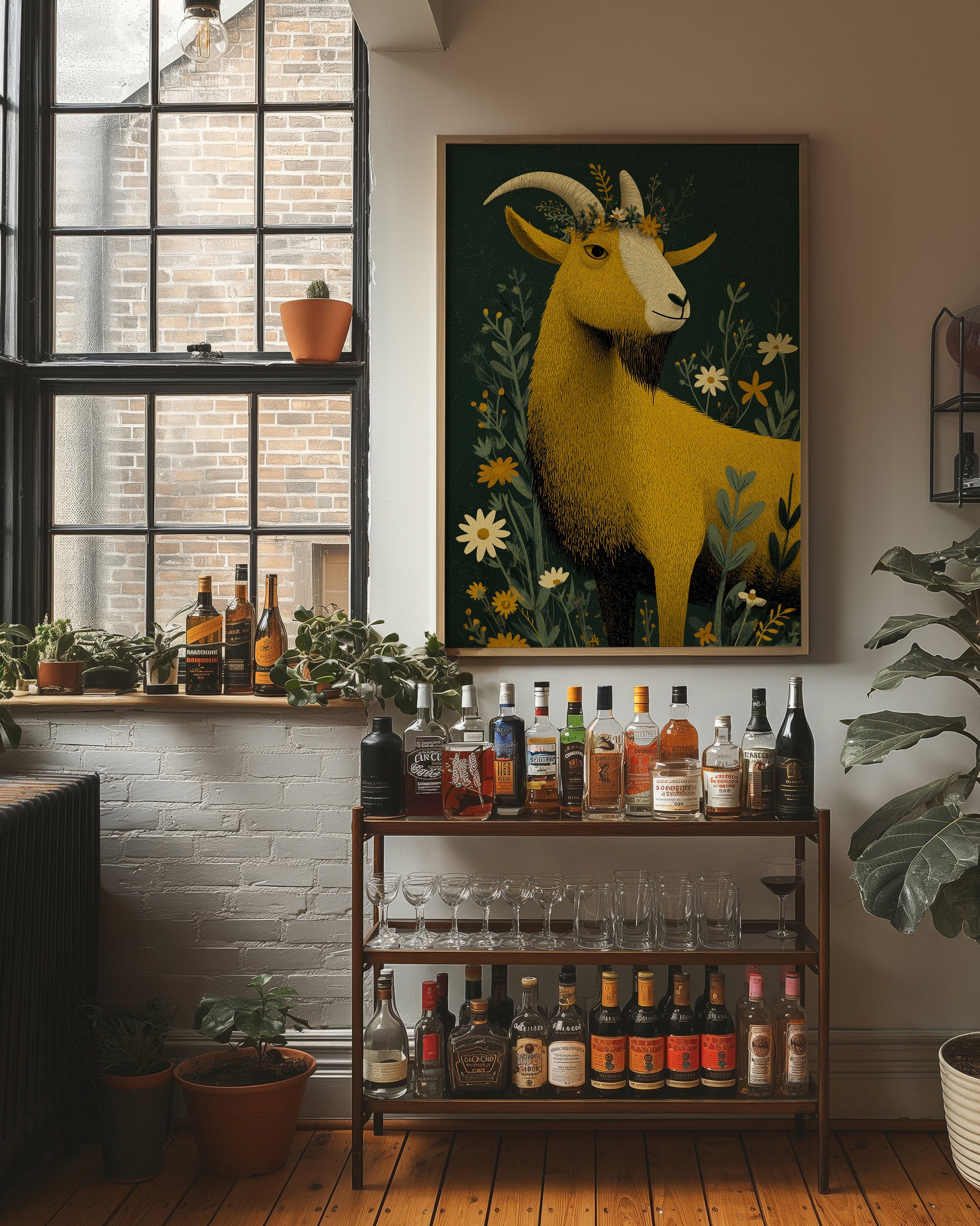 Goat Crowned in Wildflowers