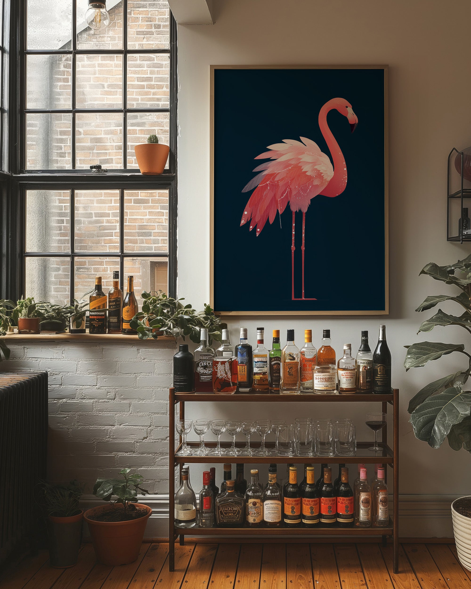 Flamingo Draped in Starlight