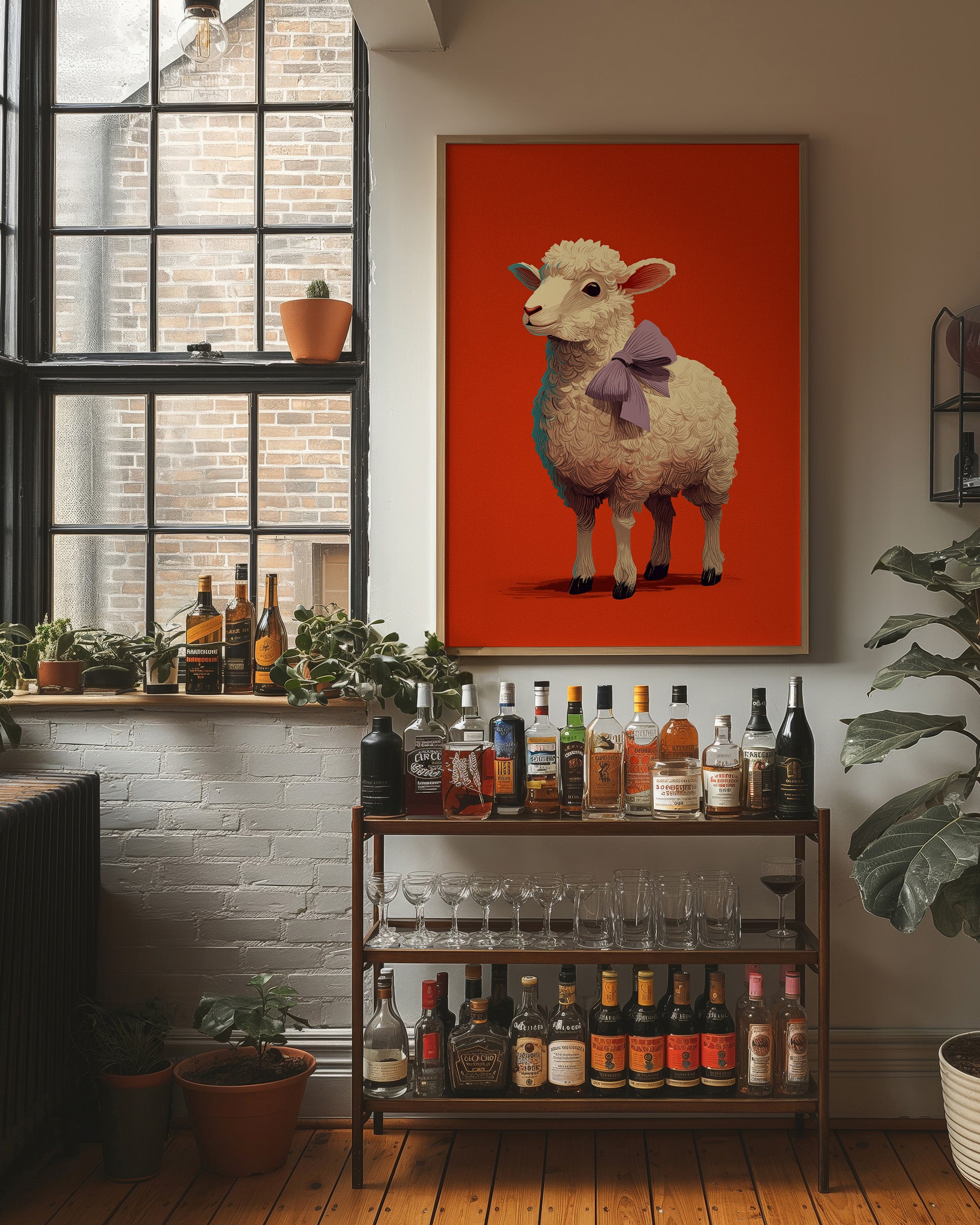 Sheep with a Lavender Bow