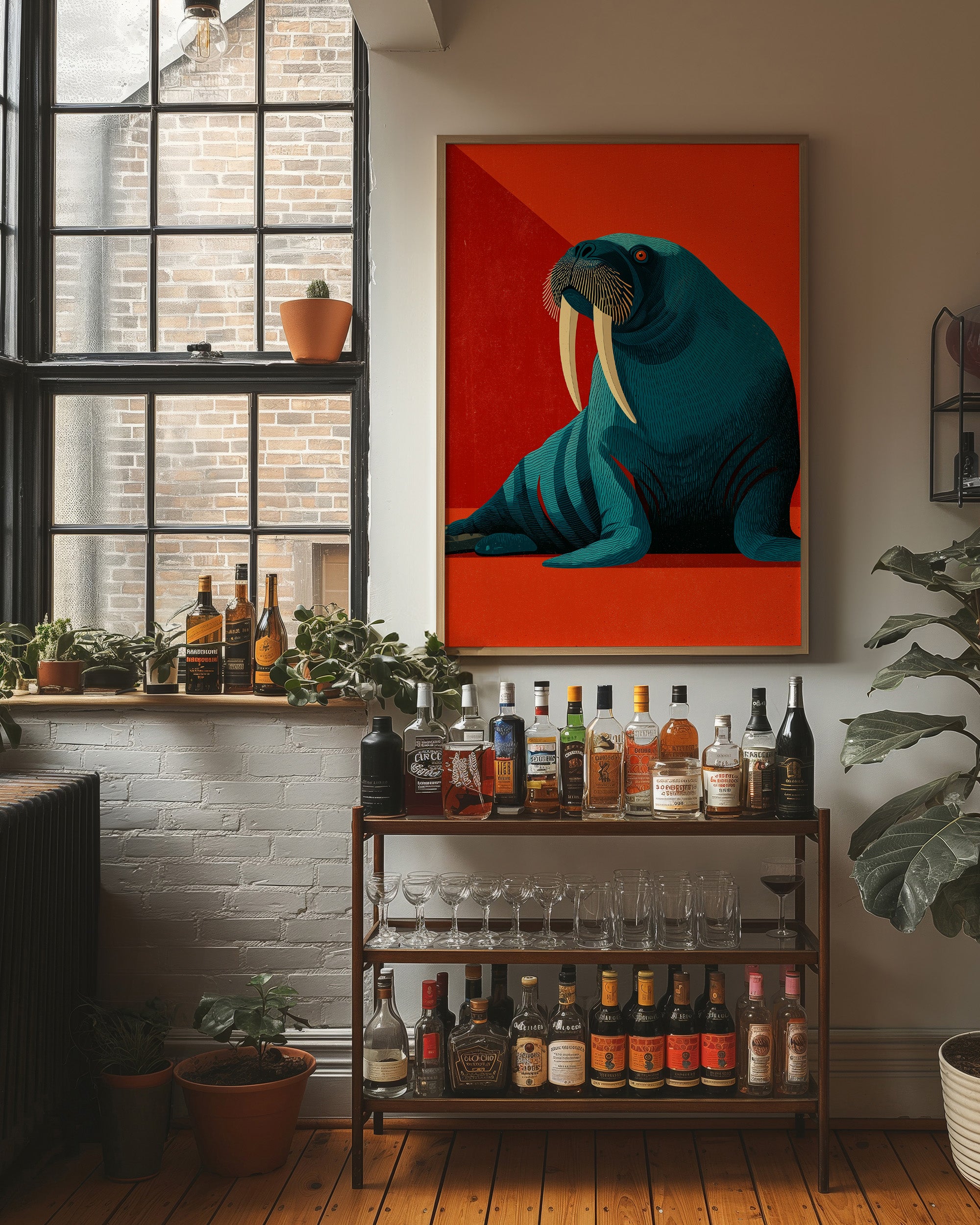 Walrus, Tusks and Crimson Shadow