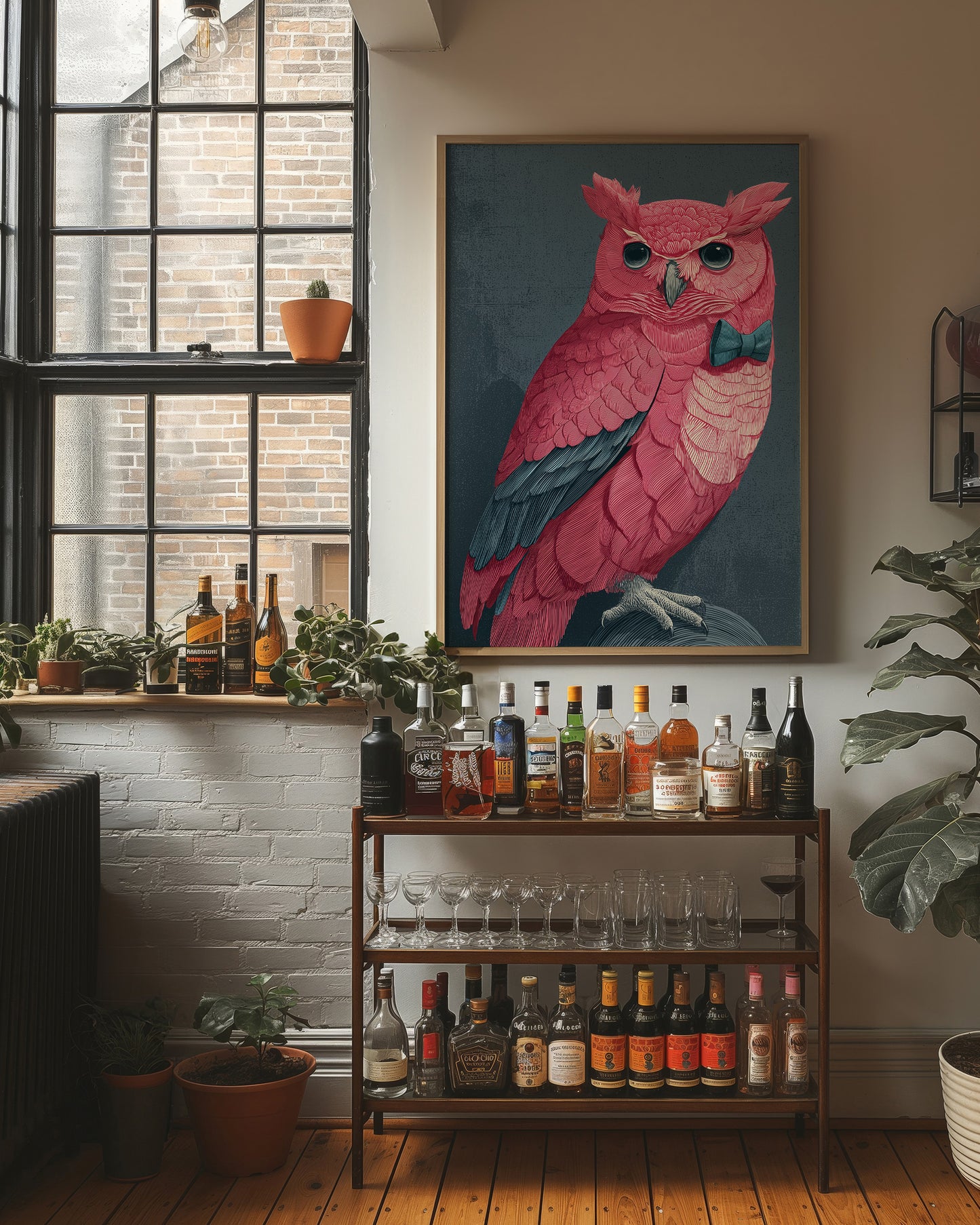 Pink Owl, Dapper in Blue