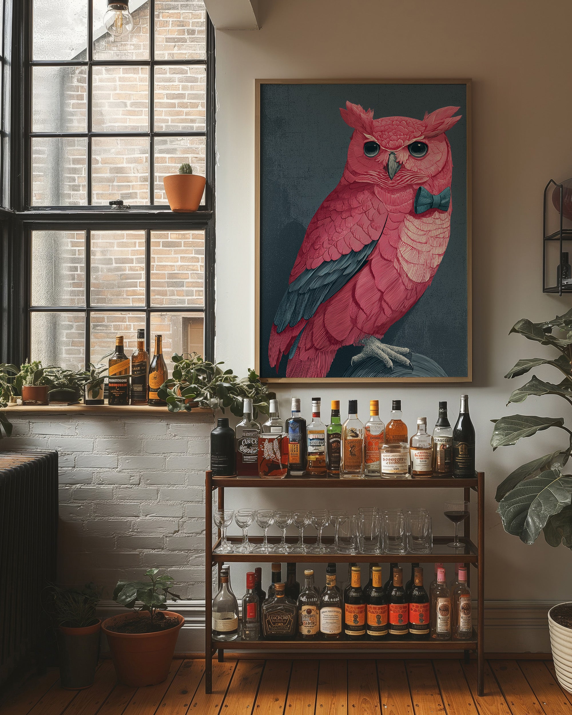 Pink Owl, Dapper in Blue