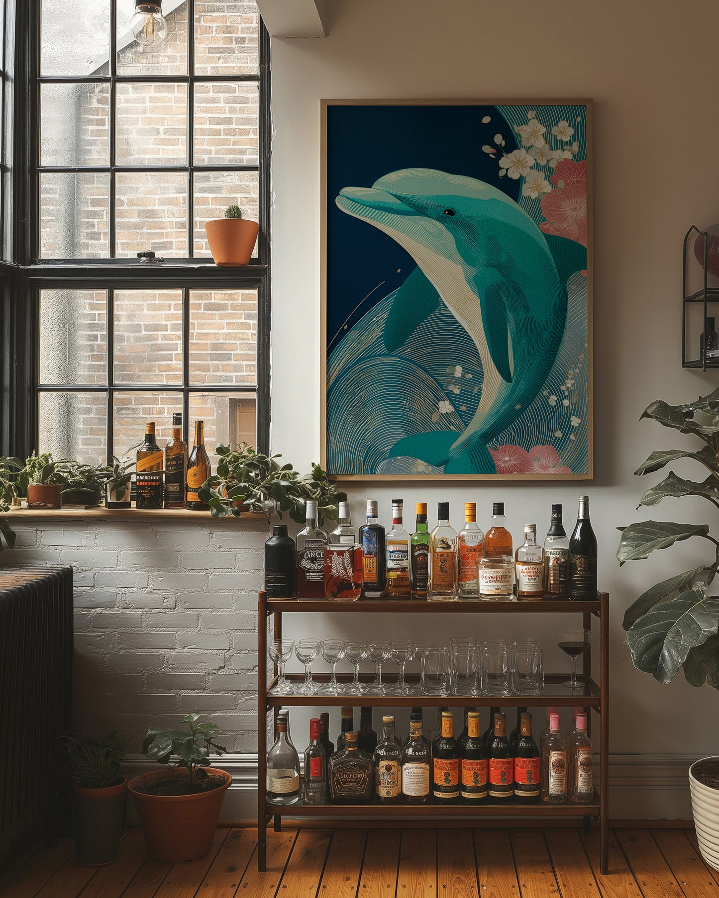 Dolphin Among Cherry Blooms