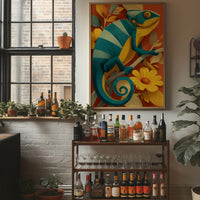 Chameleon Among the Daisies