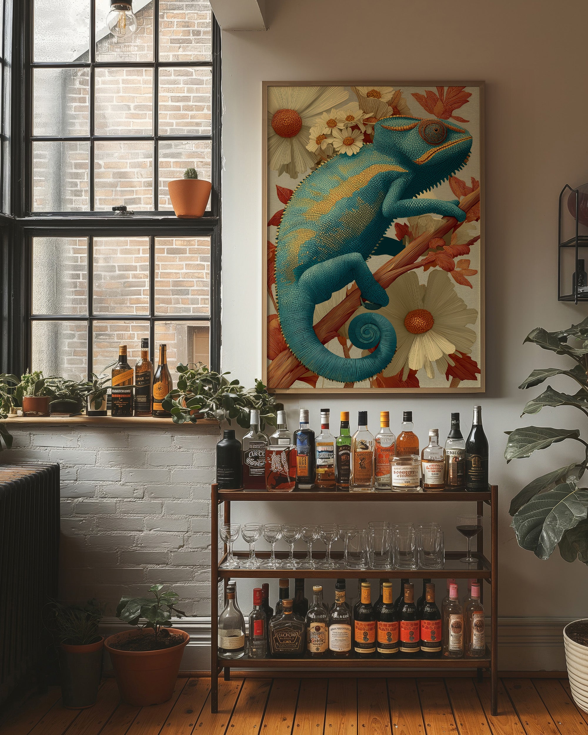 Chameleon, Vintage Botanical Study