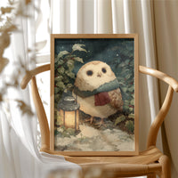 Owl with Lantern, Winter Night