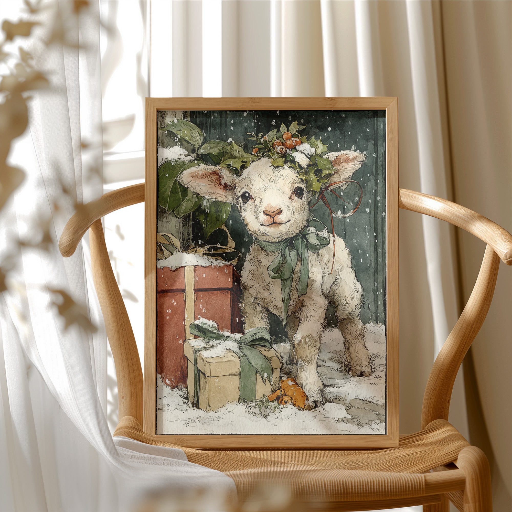 Lamb with Gifts, Winter Wreath