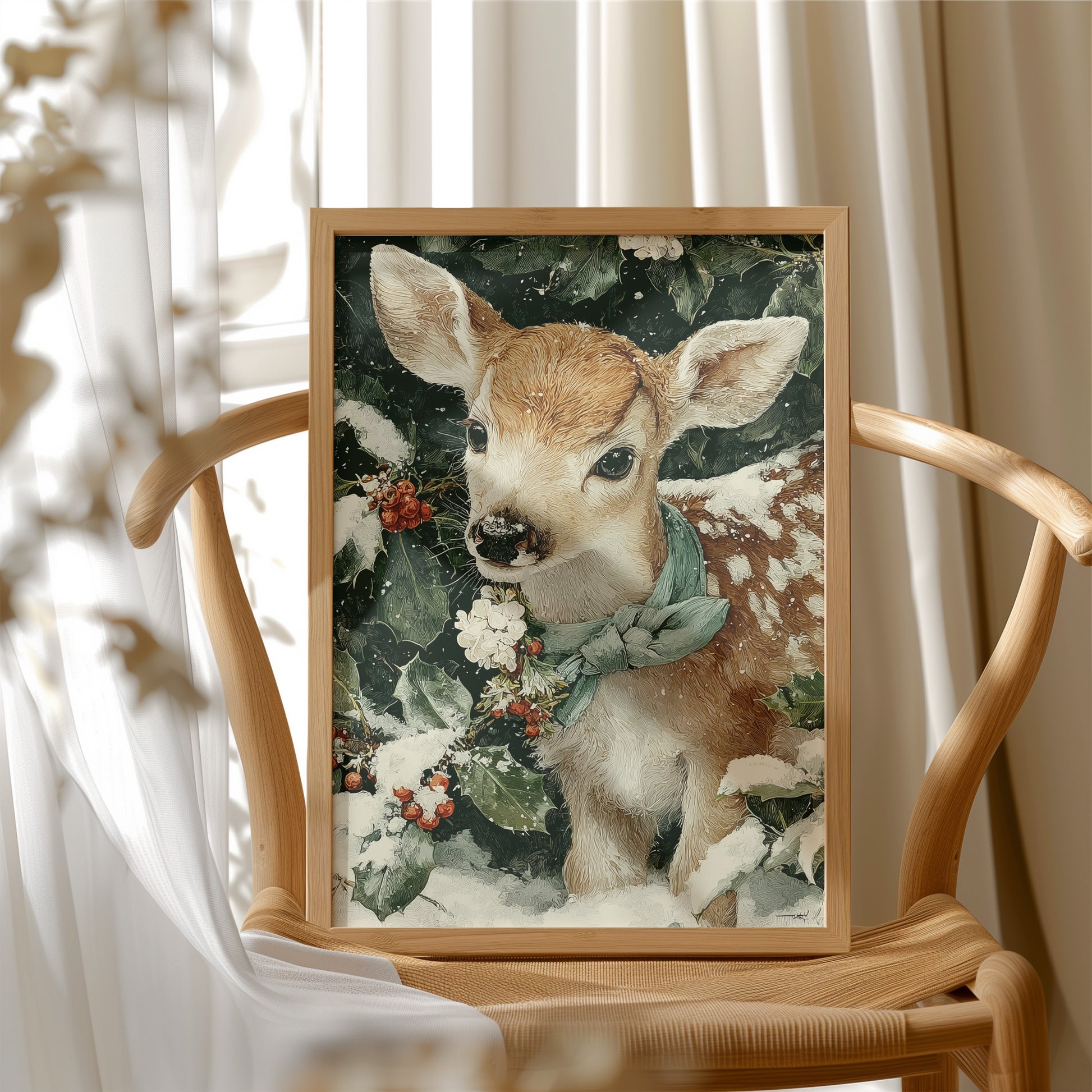 Fawn in the Falling Snow