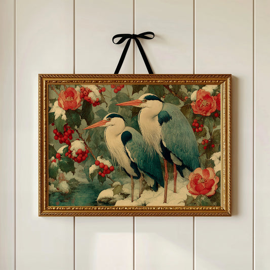 Herons Among the Camellias