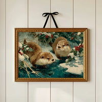 Two Otters, One Winter Stream