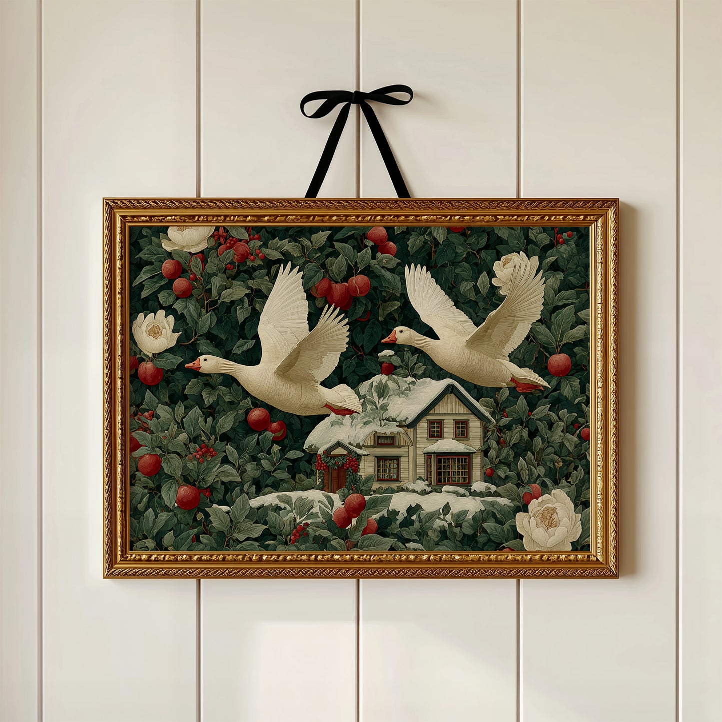 Geese Over the Winter Cottage