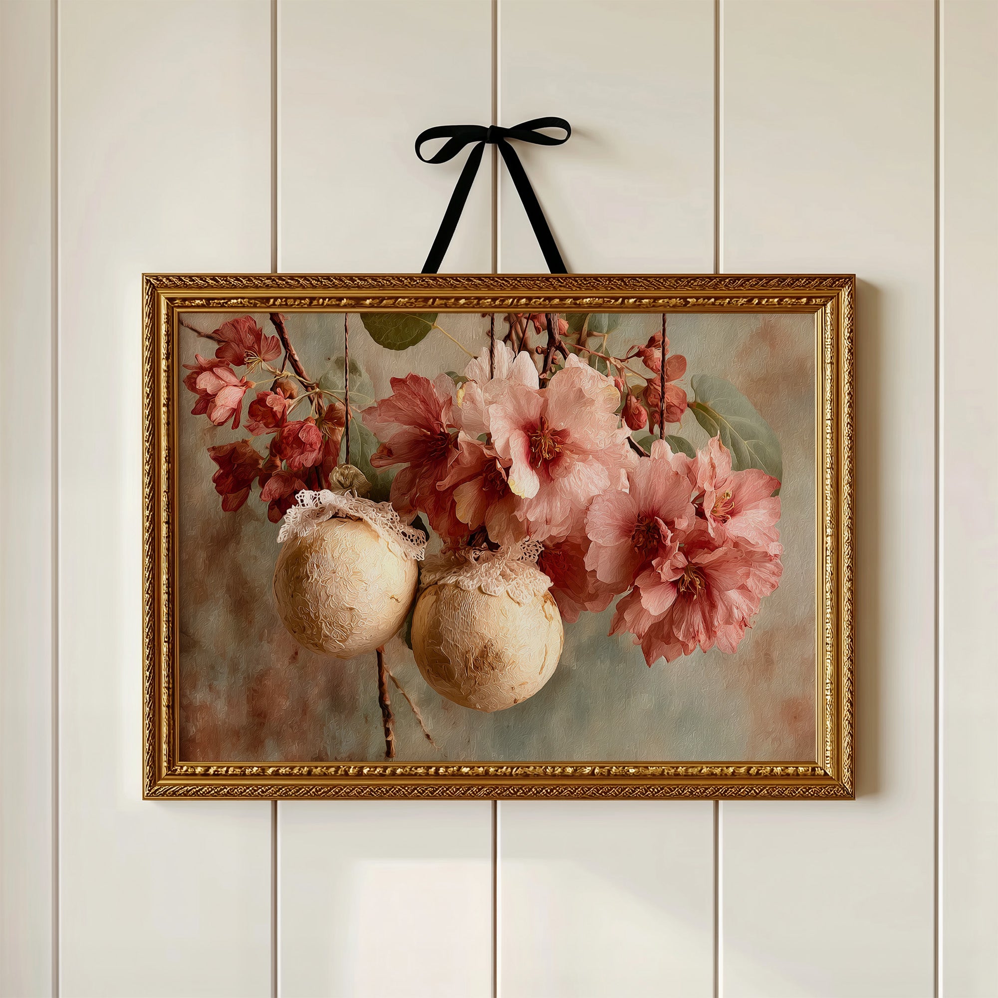 Camellias and Lace-Trimmed Gold