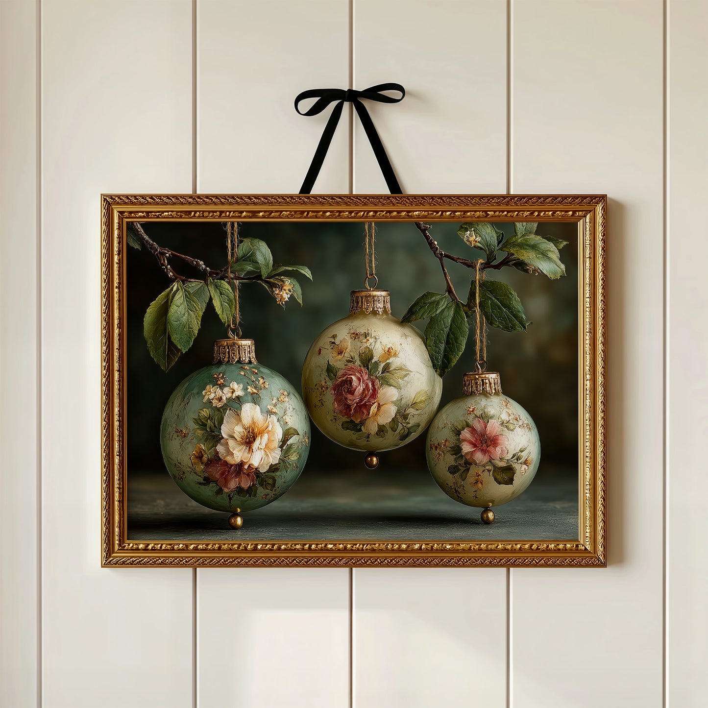 Sage Ornaments Painted With Roses