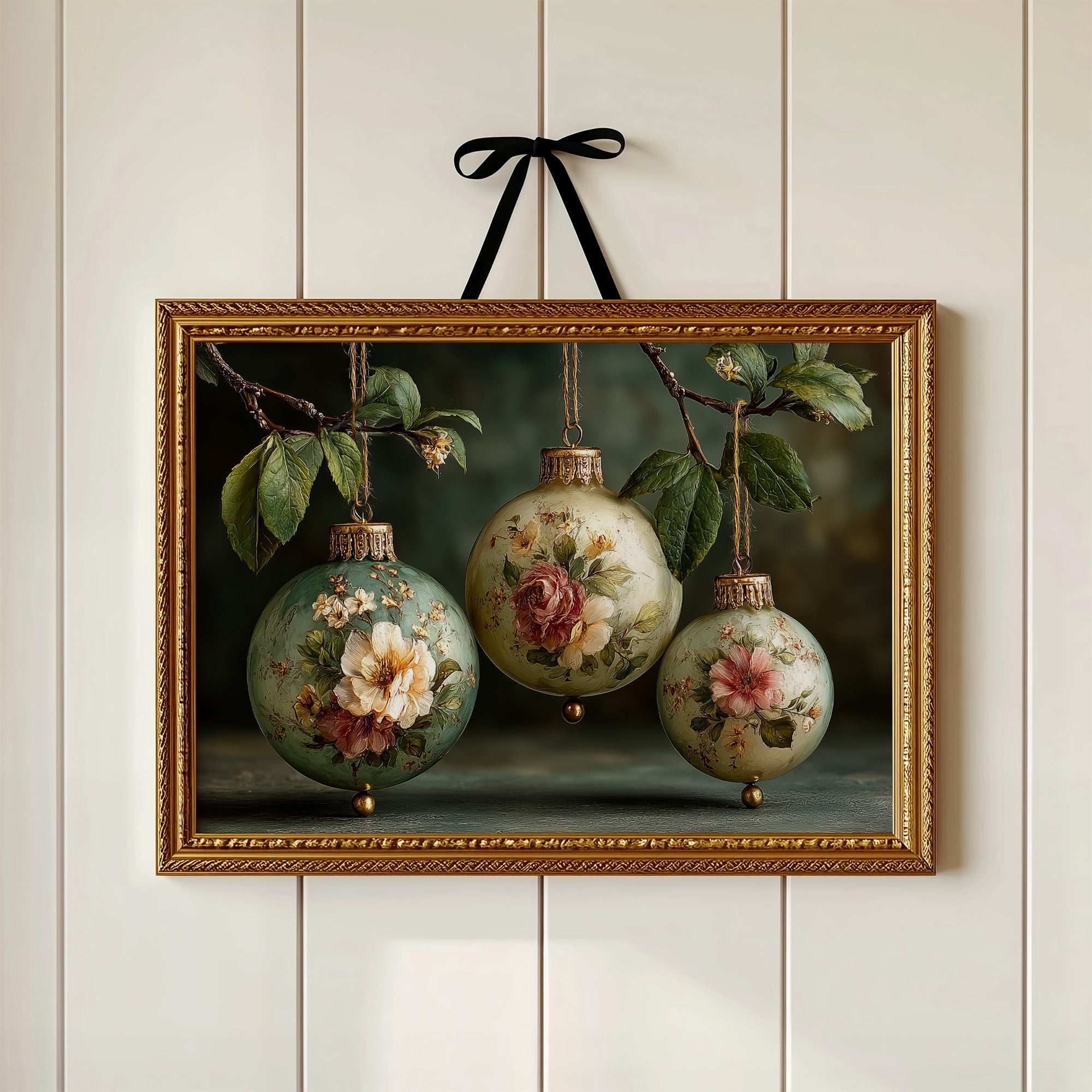 Sage Ornaments Painted With Roses