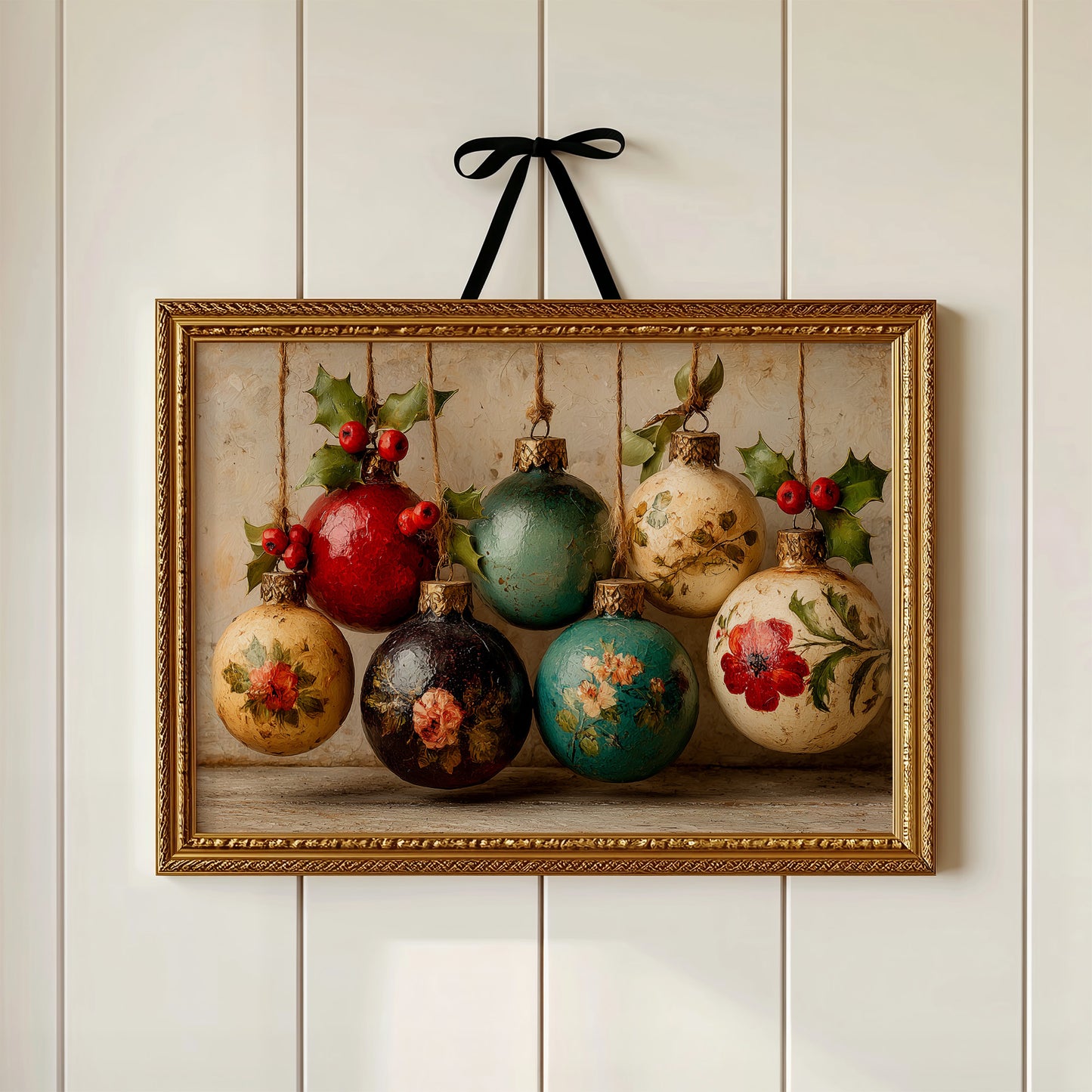Holly Berries and Painted Baubles