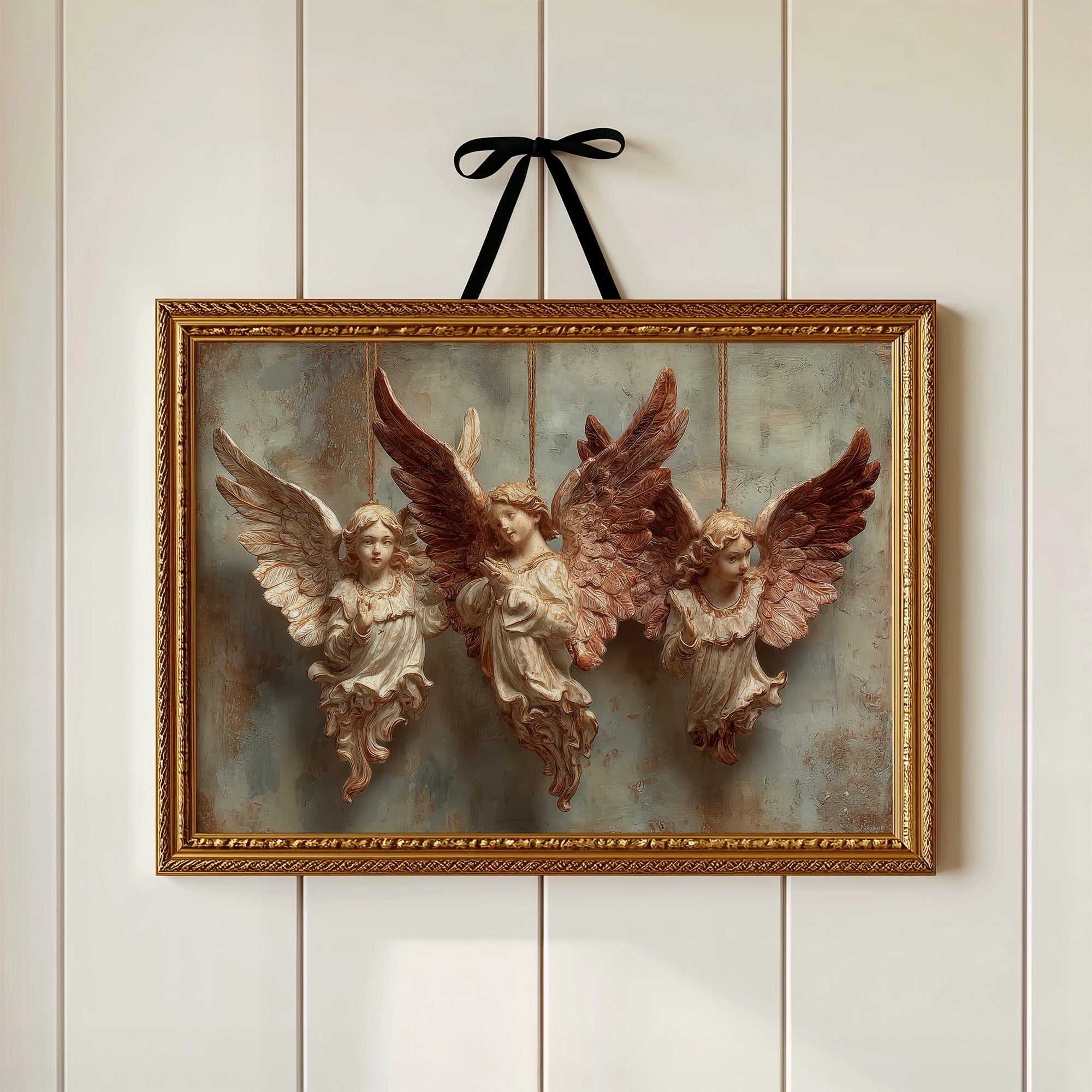 Three Carved Angels on Strings