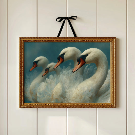 A Gathering of Swans in Teal