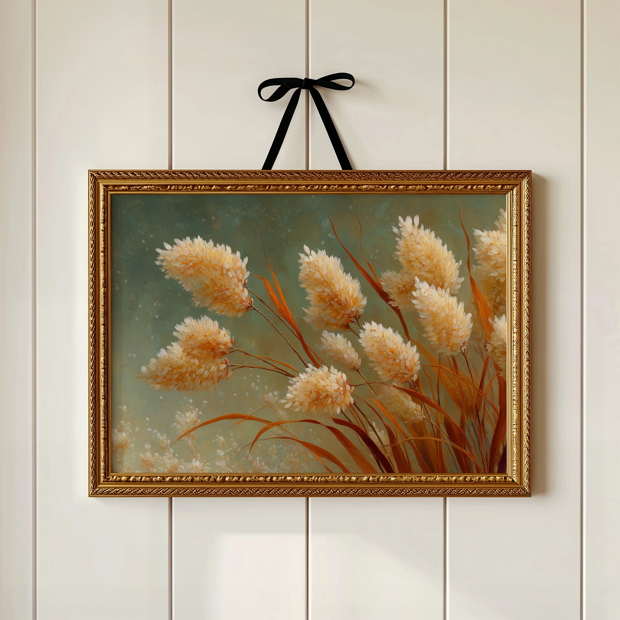 Pampas Plumes Against Sage Sky