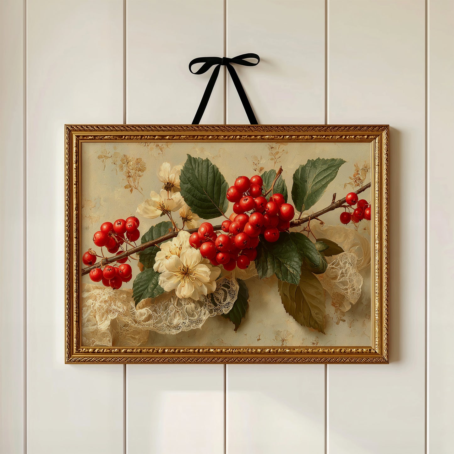 Rowan Berries on Antique Lace