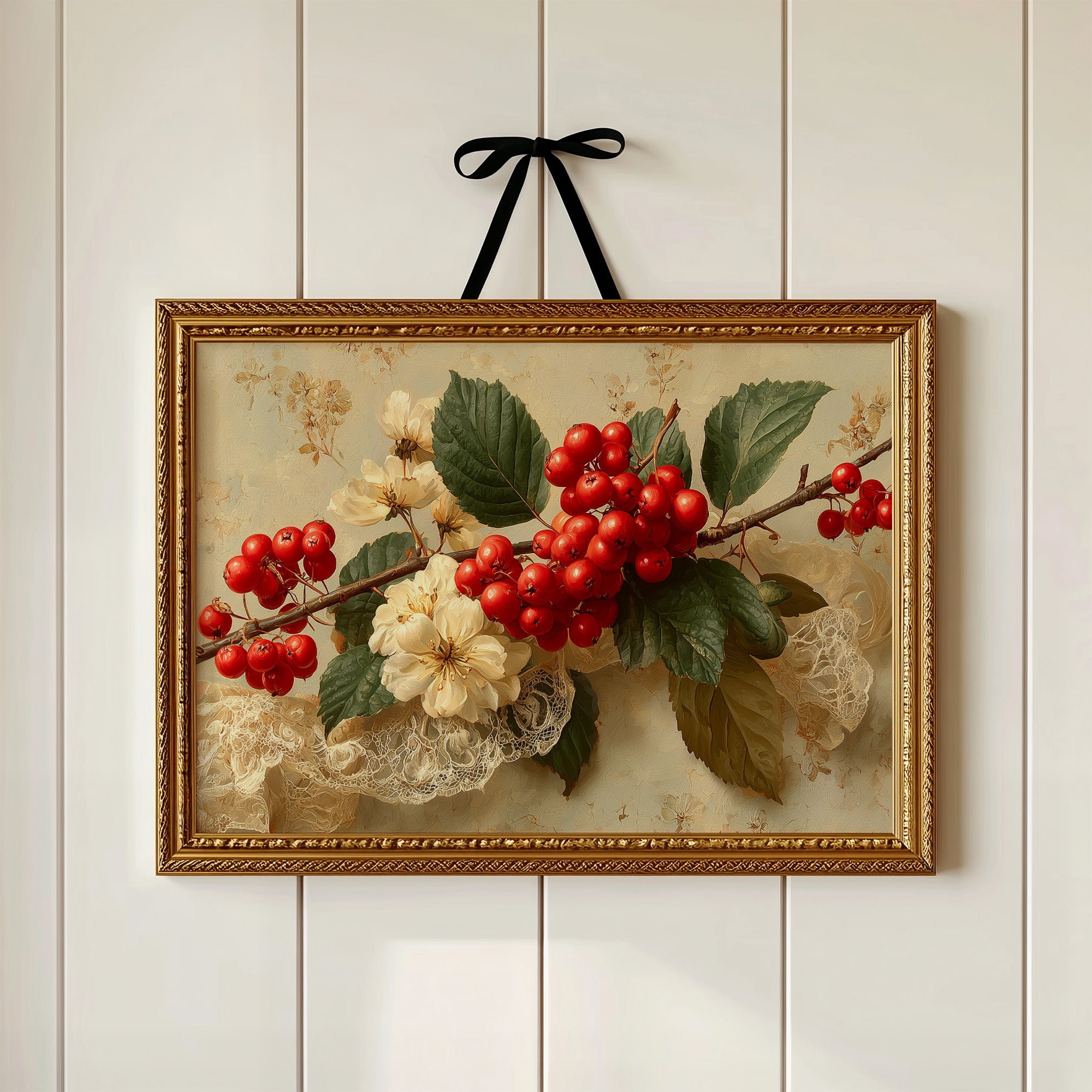Rowan Berries on Antique Lace