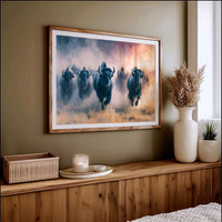Bison Stampede Through Golden Dust