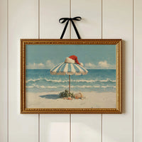 Santa Hat on Beach Umbrella