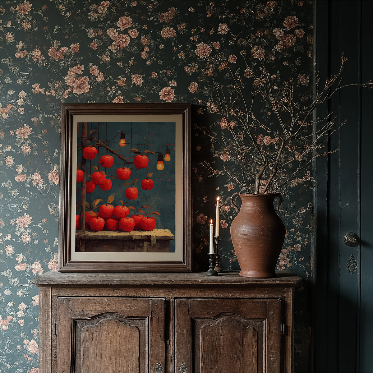Orchard After Dark: Apples on Strings
