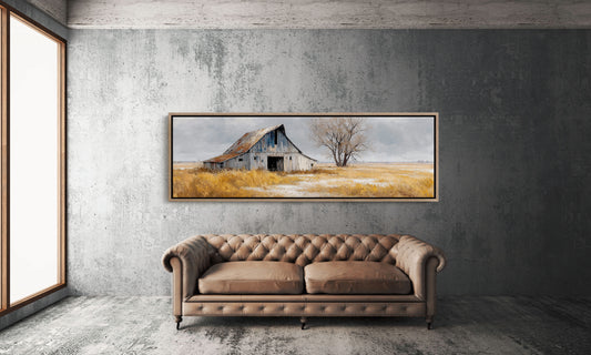 Weathered Barn Beneath Gray Skies