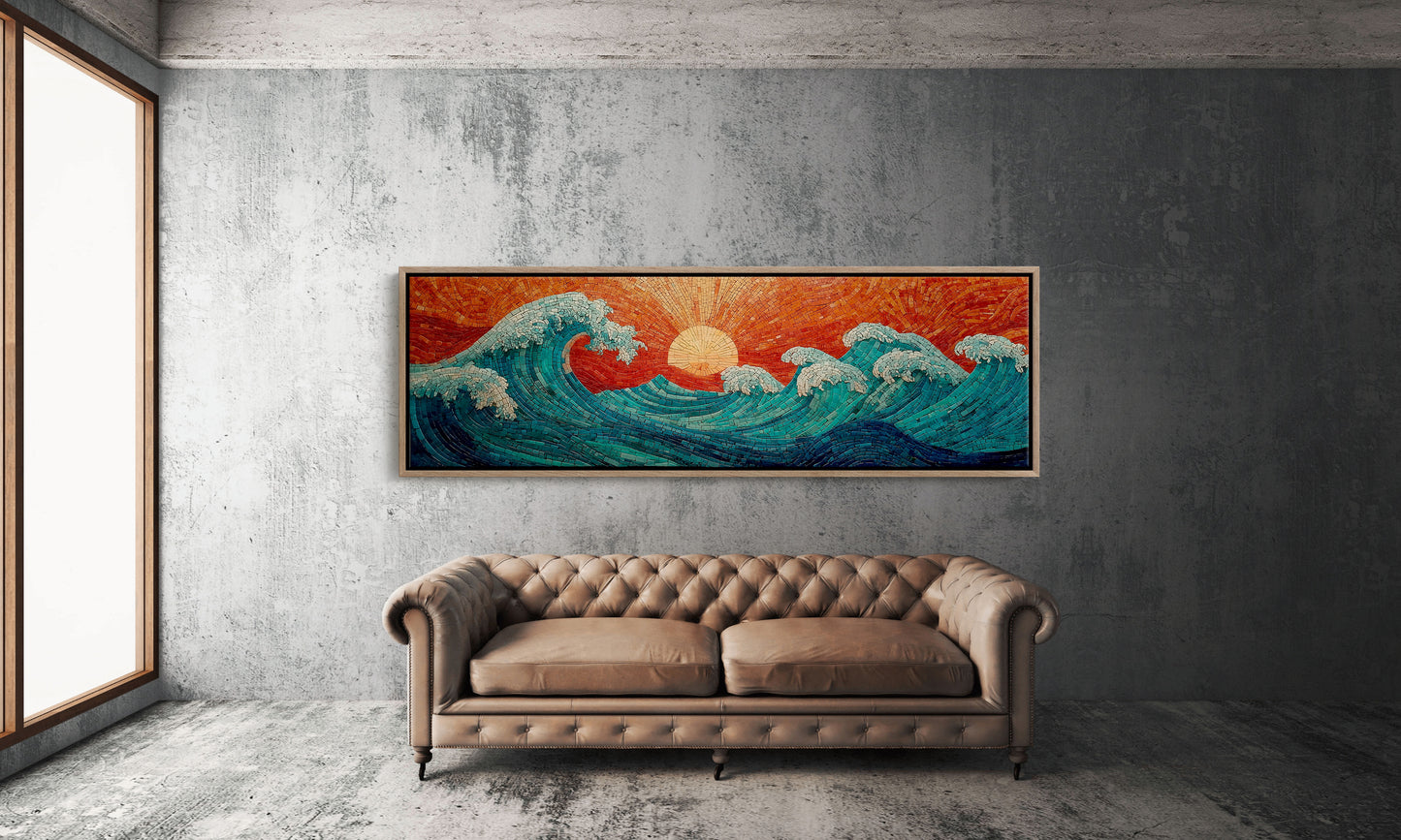 Crimson Sun Over Tiled Tides