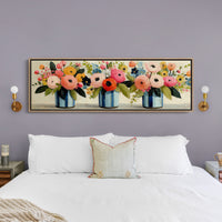 Blooms In Striped Blue Vases