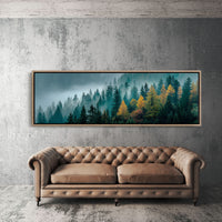 Golden Pines In Morning Mist