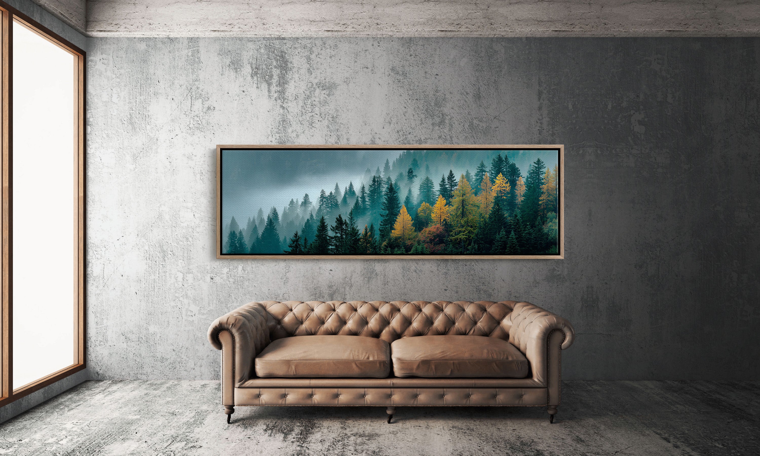 Golden Pines In Morning Mist