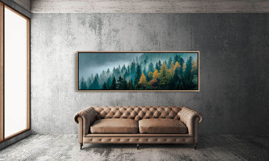 Golden Pines In Morning Mist