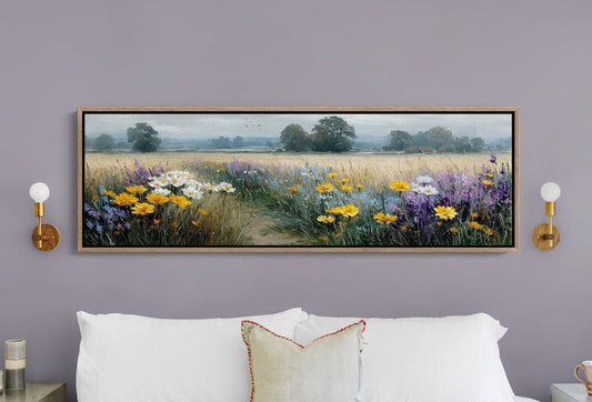 Wildflower Path Through Golden Fields