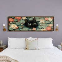 Midnight Cat Among Lotus Blossoms