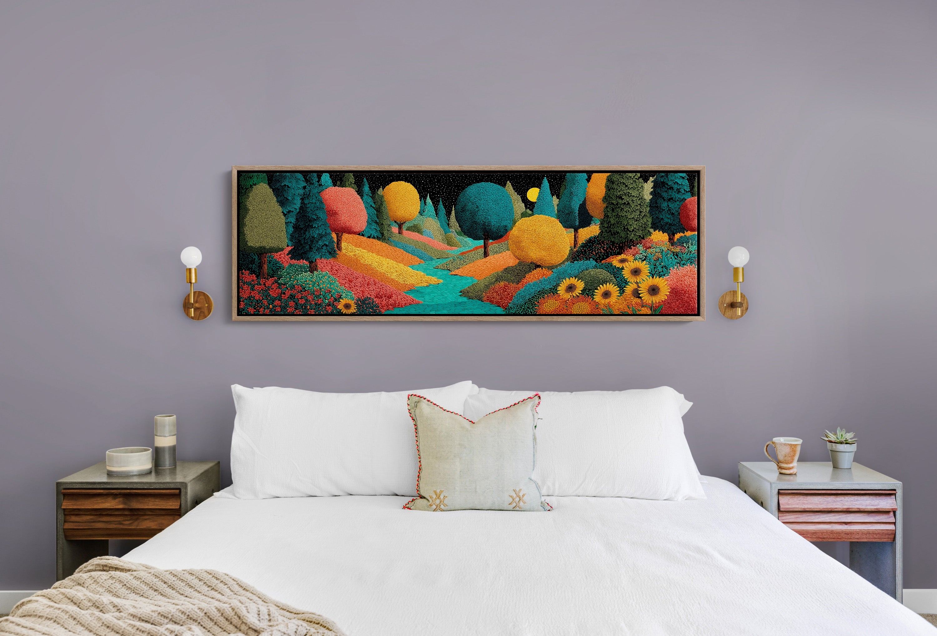 Colorful Dream Forest Under Starry Sky