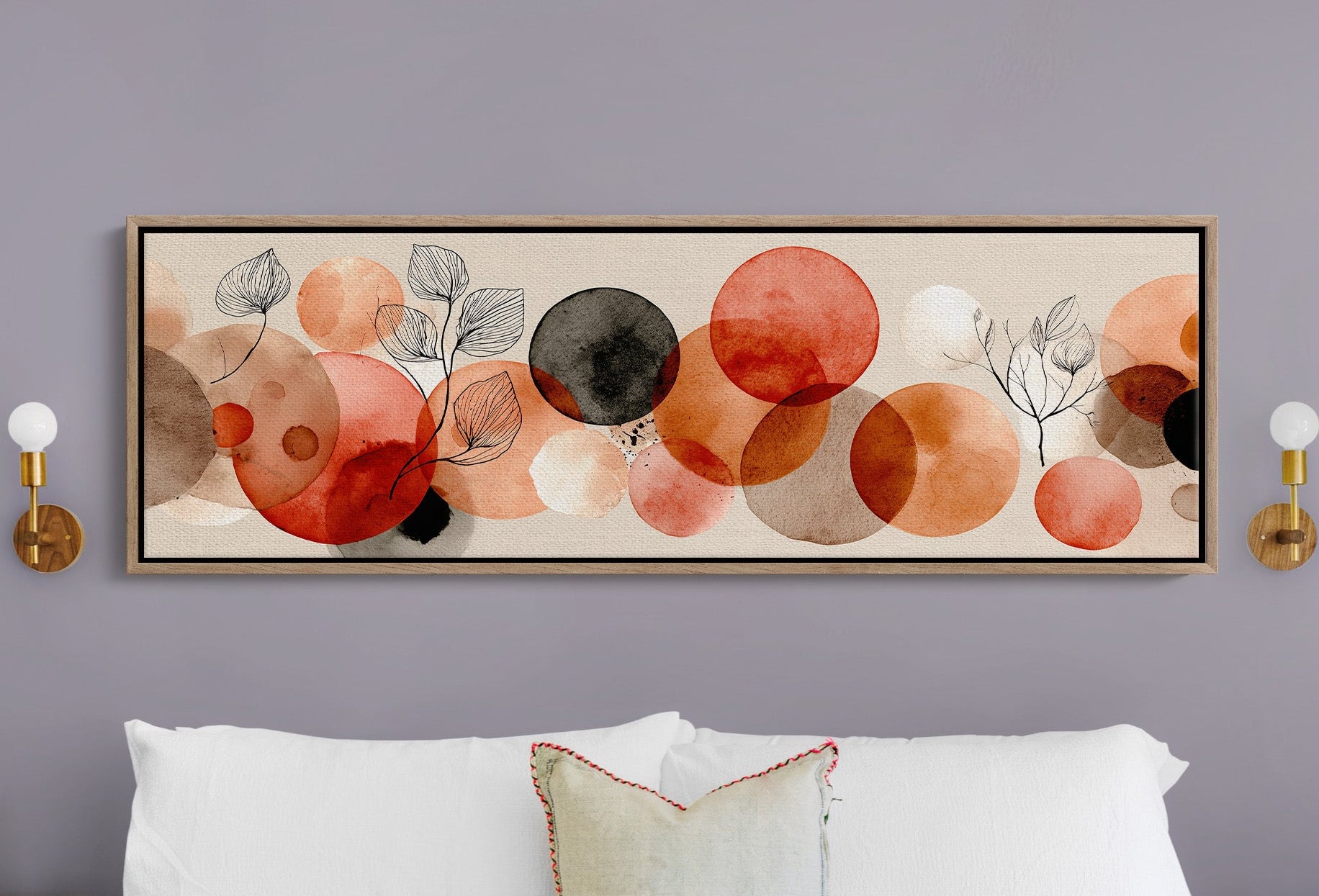 Terracotta Circles and Botanical Line Art
