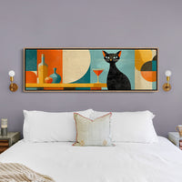 Mid Century Black Cat and Cocktail