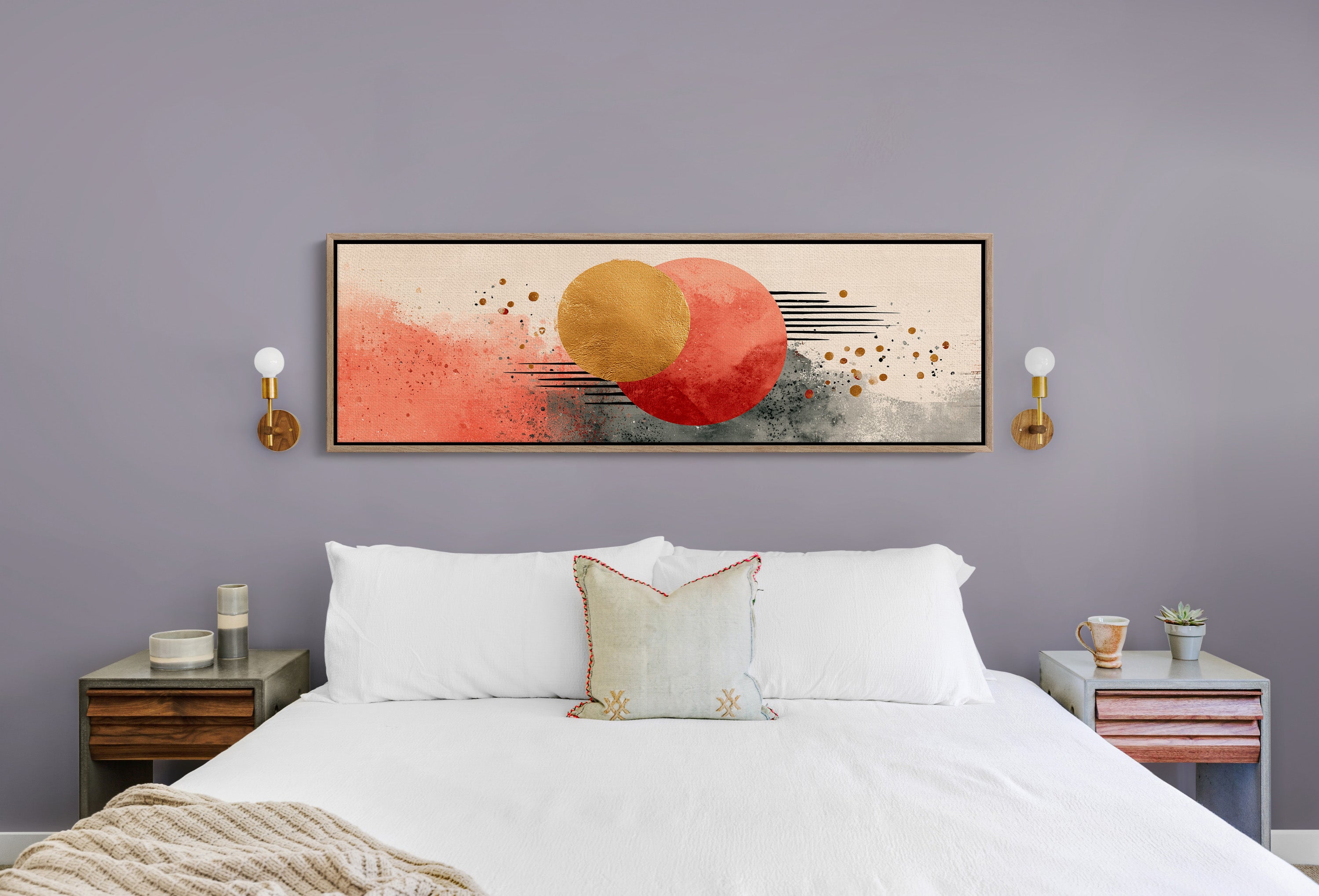 Modern Abstract Red and Gold Circles