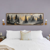 Golden Mist Through Pines