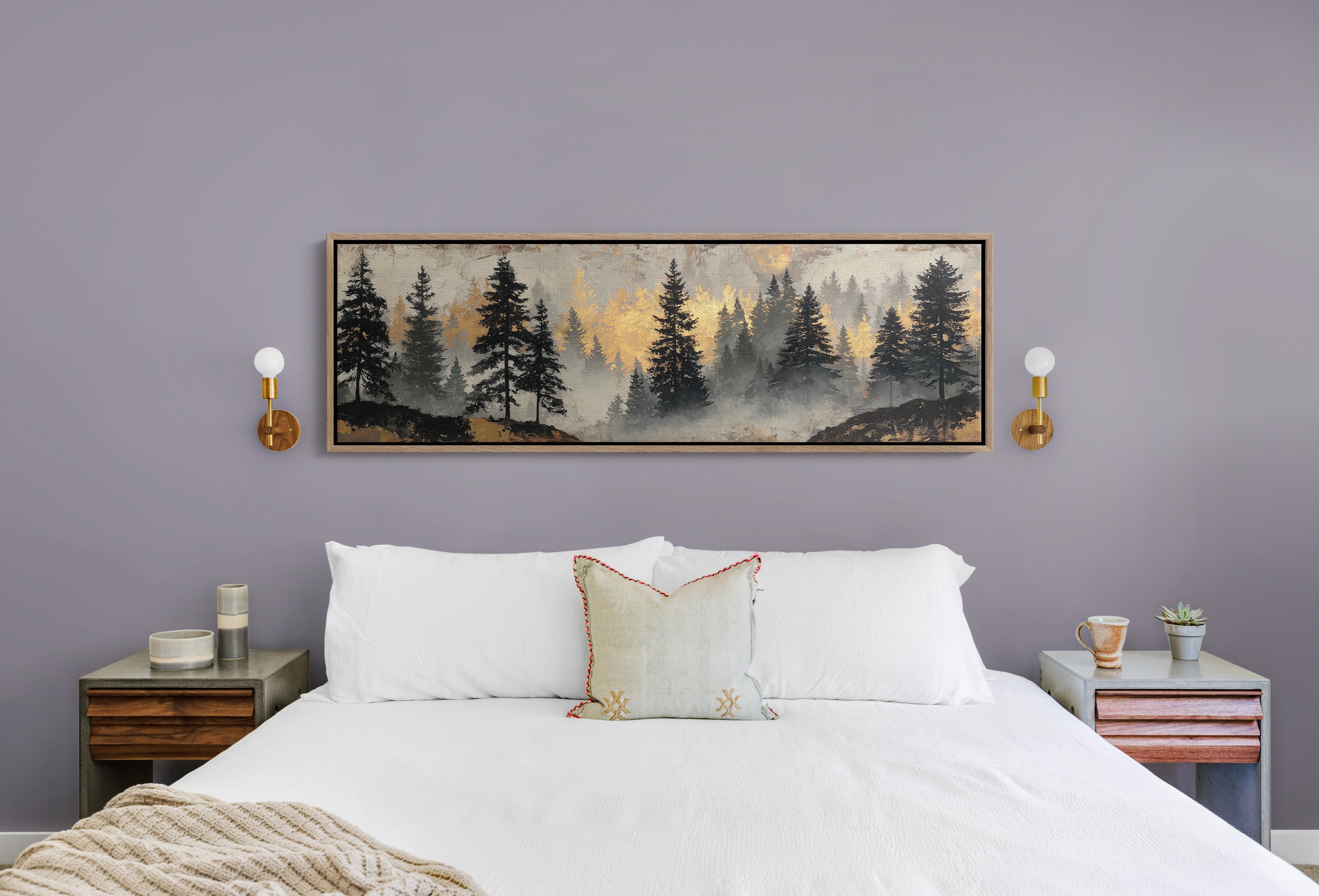 Golden Mist Through Pines