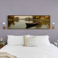 Quiet Boat on Autumn River