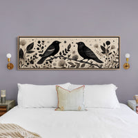 Midnight Birds Among Wildflowers