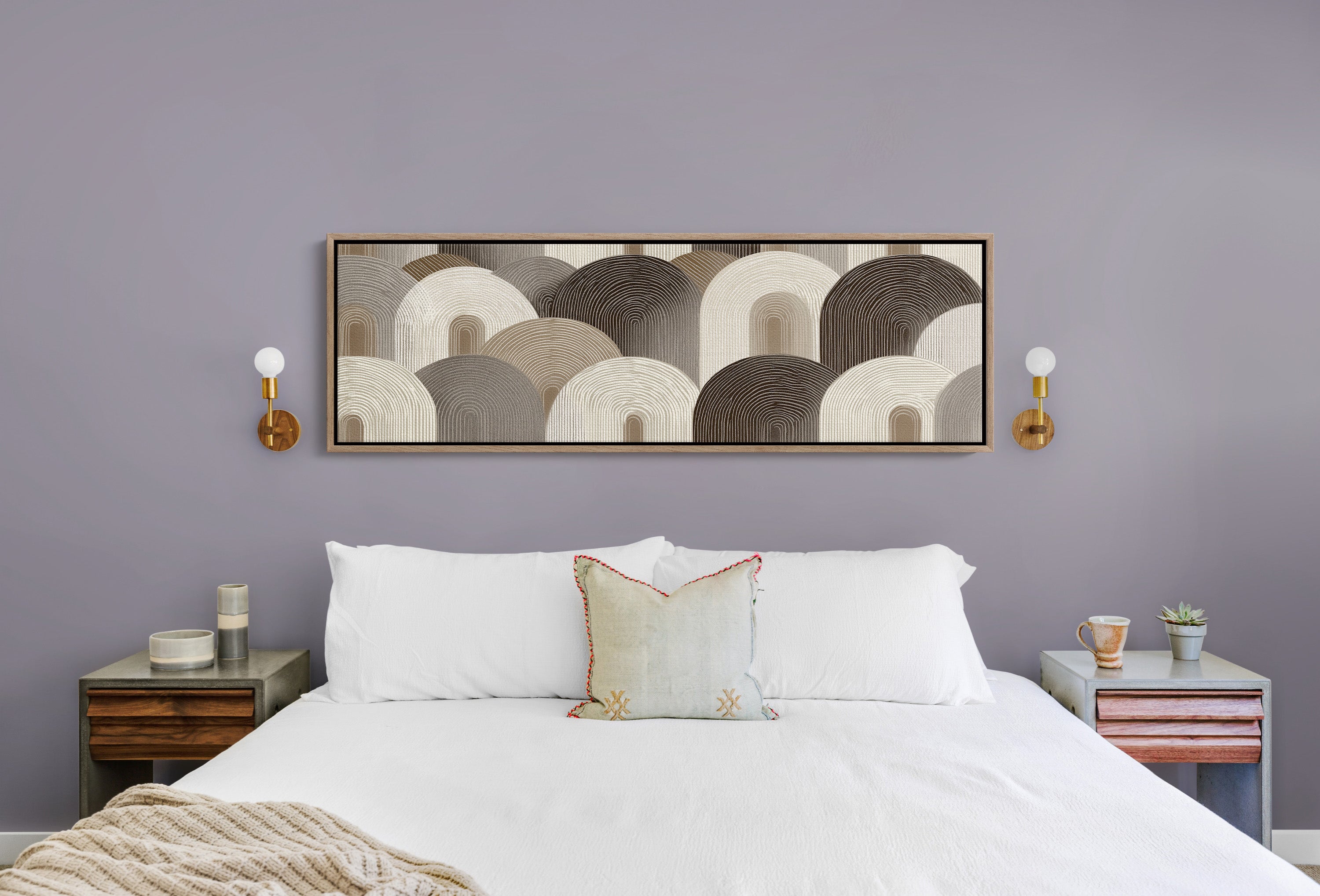 Neutral Geometric Arch Pattern Art
