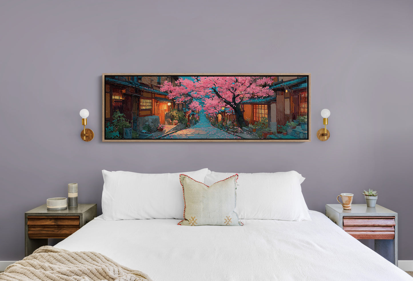 Lantern Street Beneath Cherry Blossoms