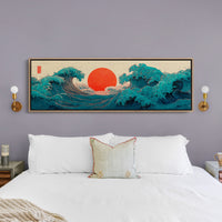Crimson Sun Rising Over Ocean Waves