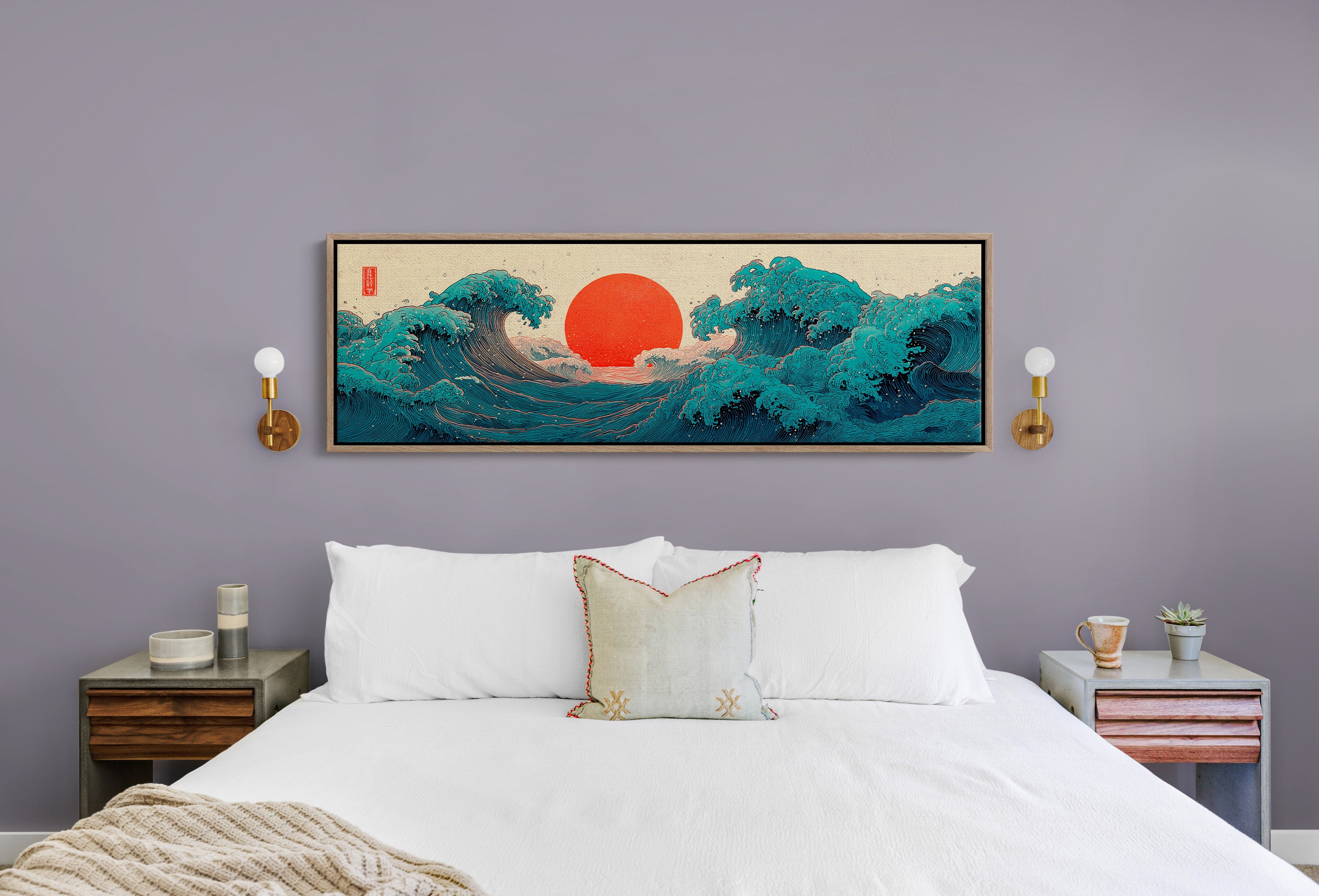 Crimson Sun Rising Over Ocean Waves